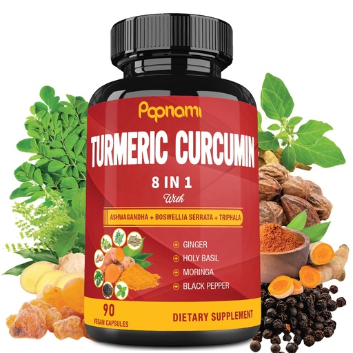 [BRSWYAIBBYPRE2QZ] Turmeric Curcumin Extract Capsules - 90 Counts 3 Month Supply - Blended Ashwagandha, Moringa, Ginger & More - Immunity, Joint, Digestive & Wellness Support