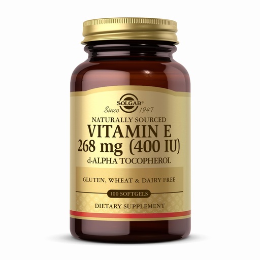 [BRSWIYT3OMABMDLG] Solgar Vitamin E 268 mg (400 IU) - 100 Softgels - Naturally-Sourced Vitamin E as d-Alpha Tocopherol - Gluten Free, Dairy Free - 100 Servings