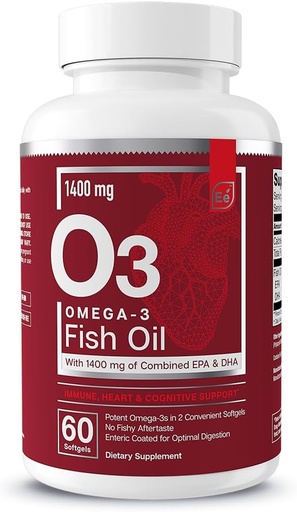 [BRSWYZYTCMFRM2DB] Essential Elements Omega-3 Fish Oil Supplement with EPA & DHA | Fatty Acids for Immune, Heart & Cognitive Support | 60 Softgels