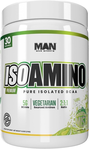 [BRSRAYYBA4MQYE3A] MAN Sports ISO Amino Pure Isolated BCAA Powder 270 Grams - Mountain Mist - Vegetarian Formula 2:1:1 Ratio - Natural Ingredients - No Fillers, No Artificial Colors - Lean Muscle Building Supplement