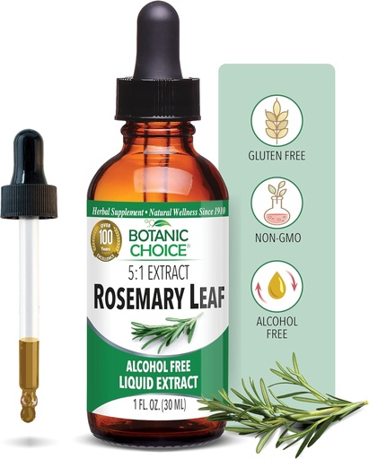 [BRSWIZQBDEGAEGYV] Botanic Choice - Rosemary Leaf Ekstraktı - Alkol Pulsuz, Gluten Free - Fast Acting Supplement Drops - Dropper istifadə etmək asan - 1 Fluid Ounce