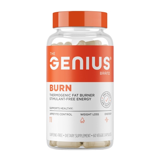 [BRSWKFIZOEIGOG36] Genius Thermogenic Fat Burner, 60 Diet Veggie Pills - Weight Loss & Metabolism Supplement, Appetite Suppressant & Energy Booster - Caffeine-Free Nootropic Focus & Brain Boost - Ashwagandha & TeaCrine
