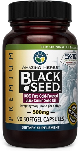 [BRSWGZQTCQGWYYA7] Amazing Herbs Cold-Pressed Black Seed Oil 500mg - 90 Softgels2