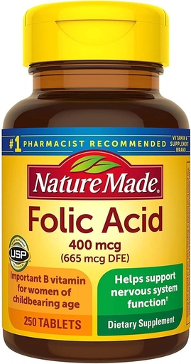 [BRSW2ZITBYIGAALA] Nature Made Folic Acid 400 mcg Tablets, 250 Tablets