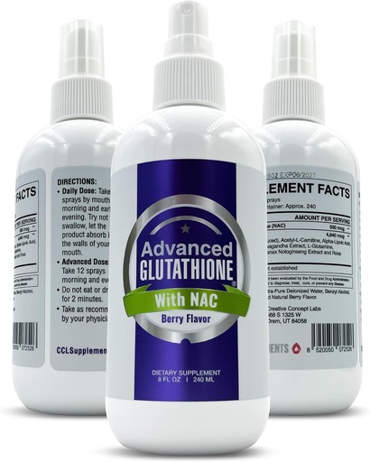[BRSW2EDQBANGMCQ3] Liquid Liposomal Glutathione Spray - Maximum Absorption Glutathione Supplement with NAC, Ashwagandha, Glutamine, Ascorbic Acid - Sublingual Easy Use - Immune & Detox Support - 8oz