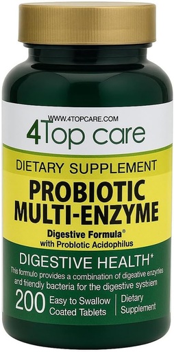 [BRSROAYQAEIG23LB] Probiotic Multi-Enzymes with Prebiotics and Probiotic Acidophilus for Digestive and Gut Health, Providing Relief from Meal-time discomfort and Bloating. Dietary Supplement, 200 Count.