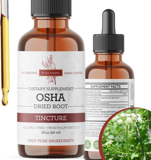 [BRSRAGDYCIHR6ETZ] Organic OSHA Root Tincture – Natural Respiratory Support – Alcohol-Free Liquid Extract – Vegan, Non-GMO, Made in USA – 2 Fl Oz