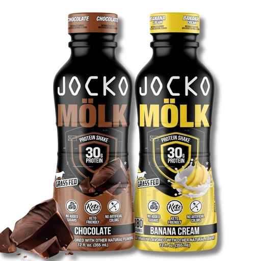 [BRSRAZA2DJ5G2EY2] Jocko Fuel Mölk RTD Protein Shakes Bundle - Chocolate & Banana Cream (24 Pack Total)