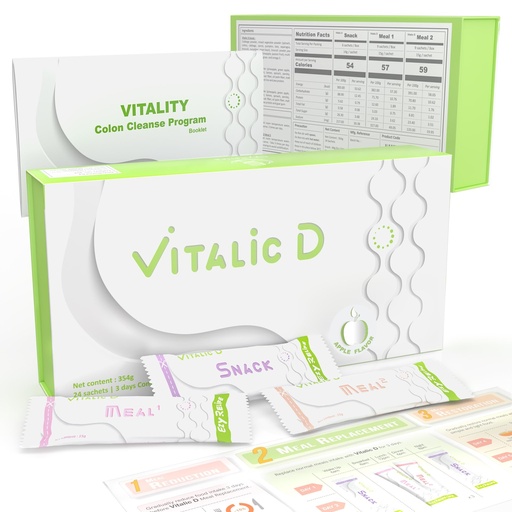 [BRSW2CY3PN7G2AYY] Vitalic D, 3-Day Cleanse Program & Gut Health Support | Plant-Based Detox Powder Drink for Digestive Reset, Light Feeling & Daily Wellness | Apple Flavor