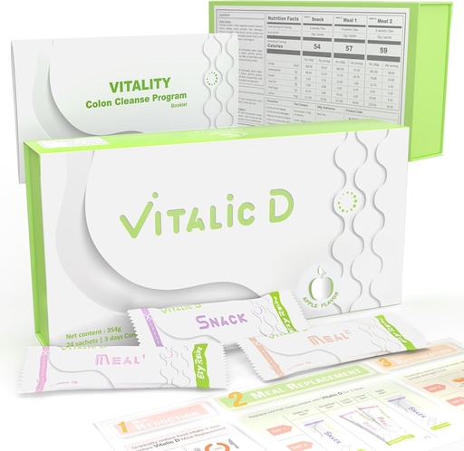 [BRSW2CY3PN7G2AYY] Vitalic D, 3-Day Cleanse Program & Gut Health Support | Plant-Based Detox Powder Drink for Digestive Reset, Light Feeling & Daily Wellness | Apple Flavor