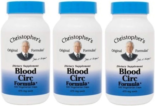 [BRSWKHYRBF6ACADG] Christopher's Original Formules Blood Circ Formula Kapsule, Bylinný doplnok pre Kardiovaskulárne a obehové Wellness, 100 Kapsule - Balenie po 3