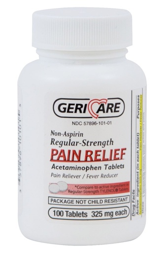 [BRSWECQNA54A42DO] McKesson 60-101-01 GeriCare Acetaminophen Tablet, 325mg, Pack of 100