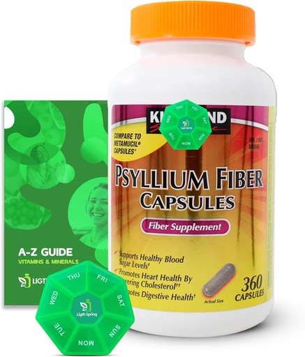 [BRSRAYIFBECAOEQV] Psyllium Fiber Capsules, 360 Kont, Diyeter Supplement with Exclusive Better Ligth&Spring Guide