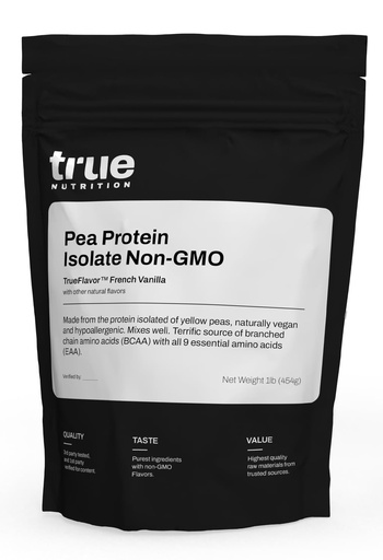 [BRSWKH3ZO4ARGDY5] True Nutrition Pea Protein Isolate Powder - 25g Vegan Plant Protein per Serving - Non-GMO, Gluten Free, Dairy Free, Soy Free - French Vanilla - 1 lb