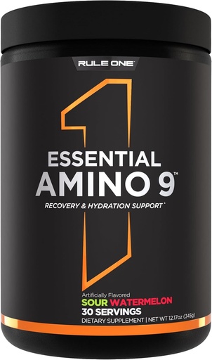 [BRSRAYY5PIMW22Q6] Rule 1 Essential Amino 9 – Recovery & Hydration Support with 7.5g of Essential Amino Acids + Electrolytes (30 Servings, Sour Watermelon)