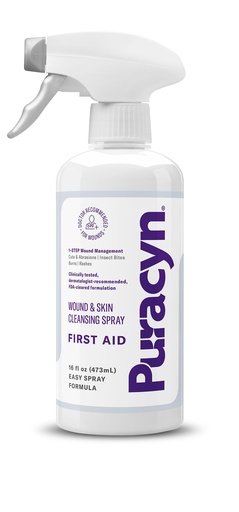 [BRSWIZYOOQCGCA3Y] Puracyn First Aid Wound and Skin Cleanser - Hypochlorous-Based Wound Care Spray for Cuts, Scrapes, Minor Sores, Minor Burns, and Other Skin Irritations. 16 Ounces