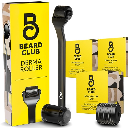 [BRSRA23YBUNBYD3F] The Beard Club Derma Roller, 3-Pack of Replacement Heads - Beard Roller with Derma Roller Replacement Heads