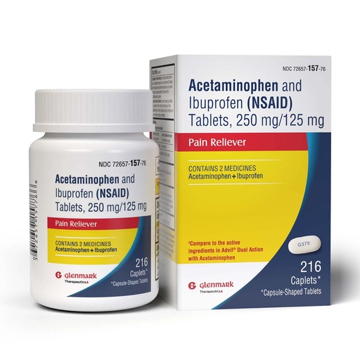 [BRSRAYA3C4FAYEQZ] Dual Action Acetaminophen 250mg and Ibuprofen 125mg Caplets, Up to 8h of Pain Relief for Minor Aches and Pain, Headaches, Toothache, Backache, Menstrual Cramps, Minor Arthritis Pain, 216 Count