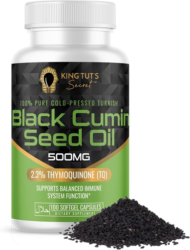 [BRSW2AILBAJWGYDV] KING TUT'S SECRET Black Seed Capsules - 500 mg 100 Softgels - Nigella Sativa Extract, 머리, 산화 방지제 지원, 면역 체계 - Halal Black Seed Cumin Oil Capsules를 위한 까만 Cumin 보충교재