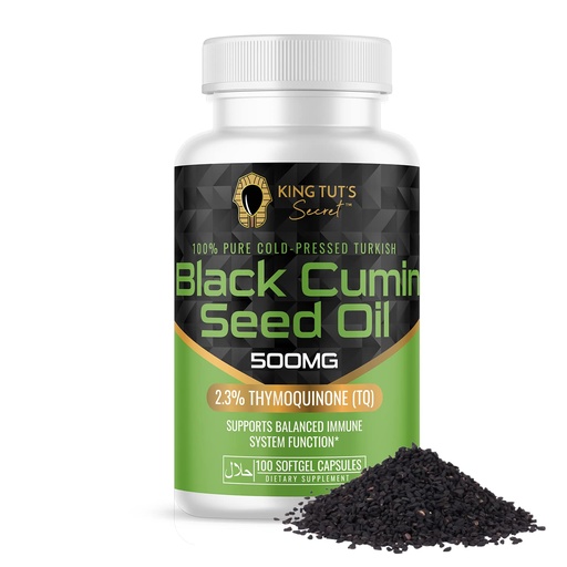 [BRSW2AILBAJWGYDV] KING TUT'S SECRET Black Seed Capsules - 500 mg 100 Softgels - Nigella Sativa Extract, Black Cumin Supplement for Hair, Antioxidant Support, Immune System - Halal Black Seed Cumin Oil Capsules