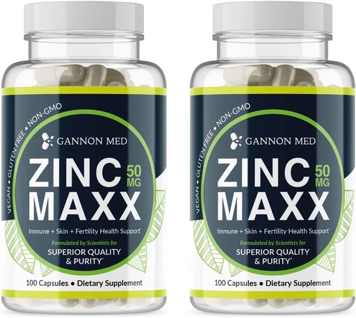 [BRSWYGI7DN5RY23V] zinc Supplements - Immunity + Skin + Reproductive Health Minerals - Zinc Chelate Immune Booster for Kids & Adults (2 Pack, Zinc MAXX)