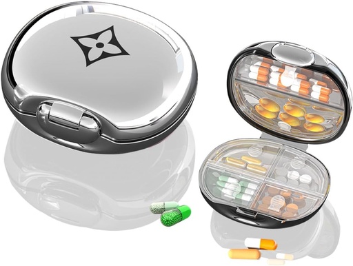 [BRSRAFD7OQPWE2YU] Travel Pill Organizer,Portable Pill Box,Moisture Proof Pill Case, Daily Small Pill Container to Hold Vitamins Fish Oil, for Pocket or Purse Pill Box Decorative Metal Medicine Organizer