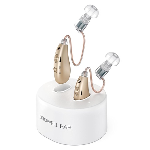 [BRSROZDYDEHA4CIZ] Hearing Aids, Rechargeable Hearing Aid for Seniors & Adults with Noise Cancelling, Behind-The-Ear OTC Hearing Amplifier Personal Sound Amplification Devices with Portable Charging Base（Gold）