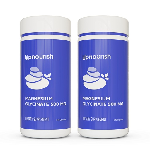 [BRSRAYARPIDRSH3P] UpNourish Chelated Magnesium Glycinate 500mg Capsules - Magnesium Chelate for High Absorption - Pure Magnesium Supplement 480 Capsules