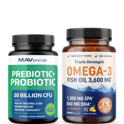[BRSW2GIKCIFAO2DJ] Omega 3 Fish Oil and Probiotic Capsules | Triple Strength EPA & DHA with Probiotic Gut Health & Immune Support Supplement | Comprehensive Wellness Bundle