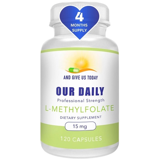 [BRSWGBI2CQNBEHIY] AND GIVE US TODAY OUR DAILY L-Methylfolate 15 mg / 15000 mcg Maximum Strength Active Folate, 5-MTHF, Filler Free, Gluten Free, Non-GMO, Vegetarian Capsules (4 Months Supply) (120)