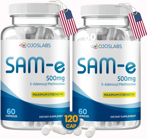[BRSRAEA7DIBAGDQU] Sam e 500mg Methionine Supplement for Liver, Joint, Brain and Mood Support, High Absorption SAM-e (S Adenosyl Methionine), Vegan, Gluten Free,Non-GMO-USA Made, 60 Sam e Capsule (2 Pack)
