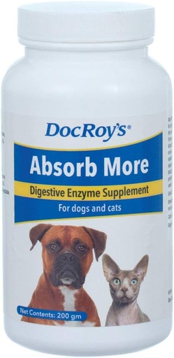 [BRSWIYQMBYDRKDLO] Doc Roy's Absorb More - Digestive Enzyme Supplement- for Dogs & Cats - 200gm Granules