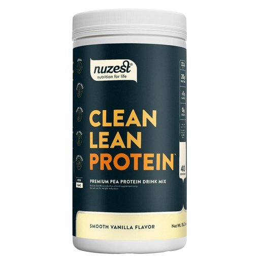 [BRSWEBLQBF4A4HQV] Nuzest - Pea Protein Powder - Clean Lean Protein, Premium Vegan Plant Based Protein Powder, Dairy Free, Gluten Free, GMO Free, Protein Shake, Smooth Vanilla, 40 Servings, 2.2 lb