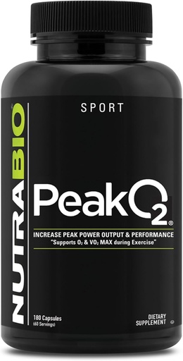 [BRSROGAFDF6WY3TZ] NutraBio PeakO2 Workout Supplement, 180 Capsules - Mushroom Blend Supplement to Help Enhance Athletic Performance and Overall Health, 60 Servings