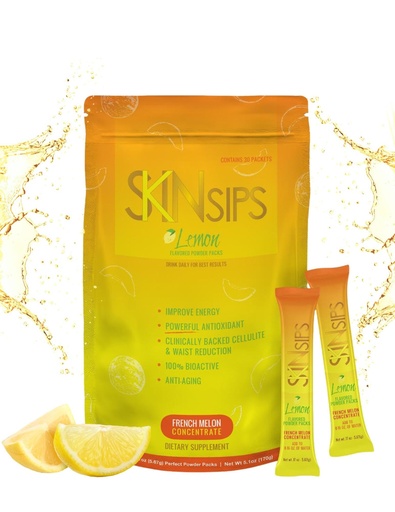 [BRSRAYA2PIHRSD3J] Skin Health & Energy Boost Drink Mix- Sugar Free, SOD B (TM), Antioxidants from French Melon Concentrate, On the Go Stick Packs, Lemon, 30 Pack