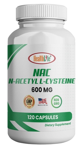 [BRSRA2TRC4FGACTA] HealthLife N-Acetyl L-Cysteine (NAC) 600mg, 120 Capsules - Non-GMO, Gluten Free, 120 Servings