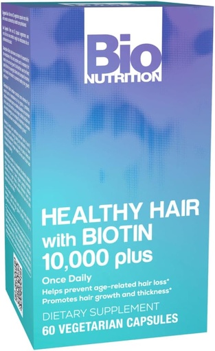 [BRSWIEINAAPQKA34] Bio Nutrition Healthy Hair Support with Biotin 60 Vegetarian Capsules s strongerer Hair | Thicker Hair | Promotes Hair Growth and Thickness s Blend with Complex B Vitamins and Minerals