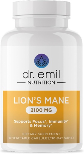 [BRSWGA34A4JR4DLG] DR. EMIL HRANILNA 2100mg Ekološka Lions Mane dopolnilne kapsule - Fokus, Duševna jasnost & Kognition - Nootropic Lion's Mane Gobe dopolnilo z ekološko Lions Mane