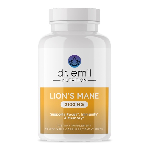 [BRSWGA34A4JR4DLG] DR. EMIL NUTRITION 2100mg Organic Lions Mane Supplement Capsules - Focus, Mental Clarity & Cognition - Nootropic Lion's Mane Mushroom Supplement with Organic Lions Mane
