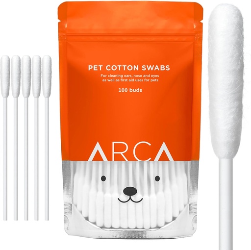 [BRSW2HA3BAPWECTD] Cotton Swabs for Dogs and Cats - Cat & Dog Ear Cleaner Long Cotton Swab - Extra Long Stick, Cat & Dog Ear Cleaning Kit for Puppies and Pets, Multipurpose Pet Cotton Swabs for Ears (100 Buds)
