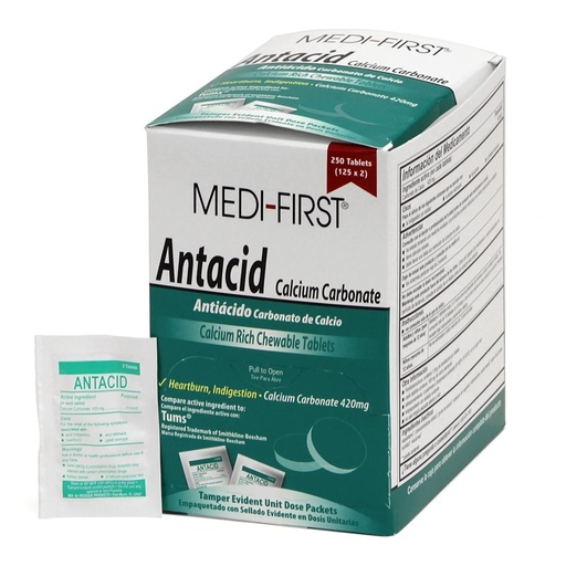 [BRSWIYT7AQGGOHLE] Medi-First 80248 Chewable Mint Antacid Tablets, 2 Count (Pack of 125)
