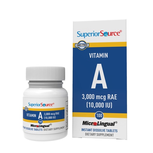 [BRSWIZQRO4PBYCQ7] Superior Source Vitamin A 10,000 IU - Eye Care Supplement - Also Supports Immune, Skin & Bone Health - Non-GMO & Gluten-Free - 100 MicroLingual Tablets