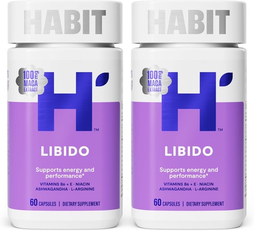 [BRSRAZYYO4NWY3DZ] Habit Libido Supplement 2 Pack (120 kapsler) - Nyt udseende, Natural Afrodisiac Blend med Maca, Ashwagandha L-Arginin, Understøtter energi og ydeevne, Vegan, Non- GMO