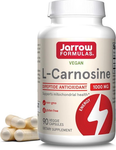 [BRSWIY32BQPQE3LK] Jarrow Formulas® L-Carnosine Dipeptide Antioxidant 1000 mg, Dietary Supplement, Antioxidant Support for Mitochondrial Health, 90 Veggie Capsules, Up to 45 Day Supply
