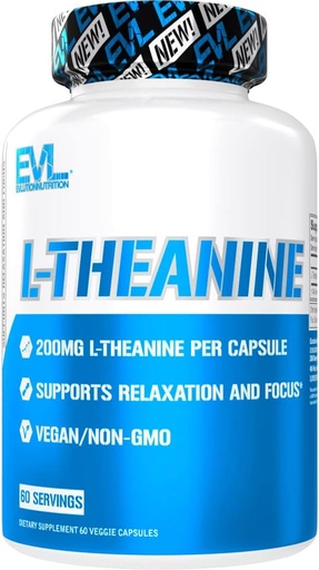 [BRSRM2YBCUHGE3LD] Evlution L Theanine 200mg kapslar för fokus och avslappning Nutrition L-theanin 200mg Nootropic Supplement för uppmärksamhet och energi - Daytime Mood Support och Nootropic Focus Supplement