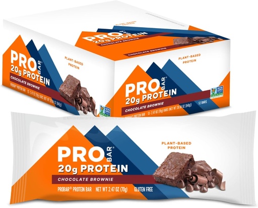 [BRSWKZAGCV4QA3LY] PROPER - PREGEPIN Bar, Chocolate Brownie, No-GMO, Guten-Free, Saluty, Plant-Based, ingredients complets, energia natural (12 comte)