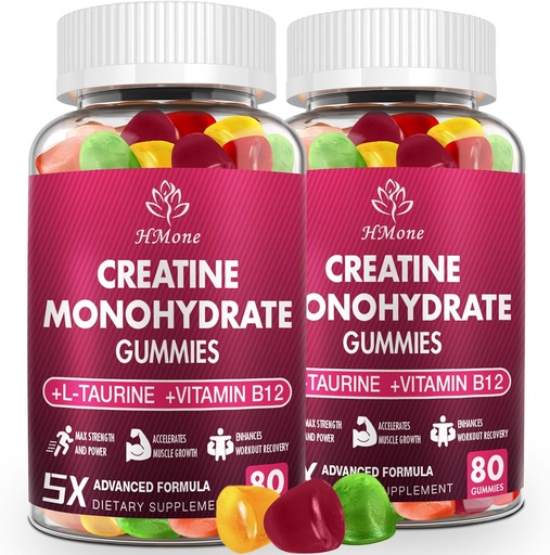 [BRSRAGLRBUBAMDLU] Sortzeko Monohidrato Gumies - 5g gizon eta emakumeentzako, 160 Count and Creatine Chewable Supplements for Muscle Gain, Muscle Strength, Energy Boost eta Muscle Builder, Sugar Free, Vegan