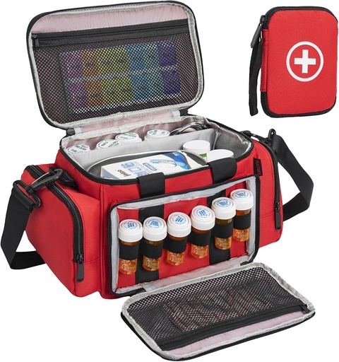 [BRSRAFICO4CRM332] Medicine Storage Bag, Pill Bottle Organizer with Portable Small Pouch, Medication Bottle Organizer Empty with Shoulder Strap for Home Storage and Travel