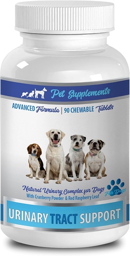 [BRSWGBIDCUIAIFL6] Mâche urinaire pour chien - Soutien du piège urinaire pour chien - Solution de canneberge naturelle - Santé de la peau - Vet recommandé - Pilules de canneberge pour chiens - 1 bouteille (90 traites)