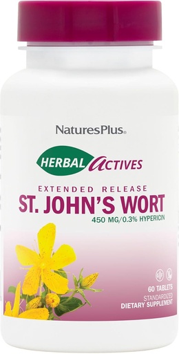 [BRSWYBLQBV6R4CTV] NaturesPlus Herbal Actives St. John’s Wort Extended Release - 60 Tablets, Pack of 2 - Supports a Healthy Mood & Positive Outlook - Vegetarian, Gluten Free - 120 Total Servings
